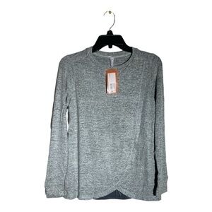 Gillian & O'Malley Womens Grey Long Sleeve Shirt Draped Cross Front Size XS